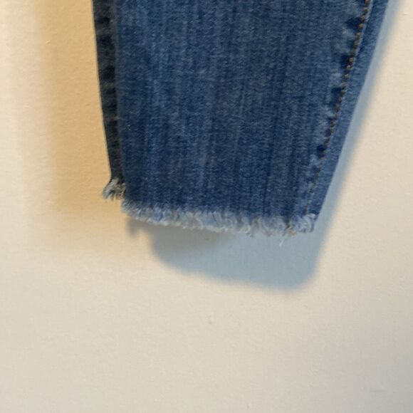 LOFT Medium Wash Modern Skinny Mid-Rise Raw Edge Hem Jeans Size 26/2 P - Picture 4 of 11